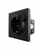 Зима Розетка чер.1 с/з+USB механизм