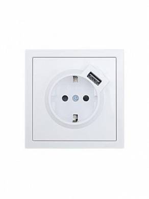 Зима Розетка бел.1 с/з+USB механизм