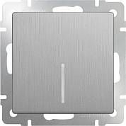 Выкл. однокл. с подсветкой / WL09-SW-1G-LED серебр.рифл.